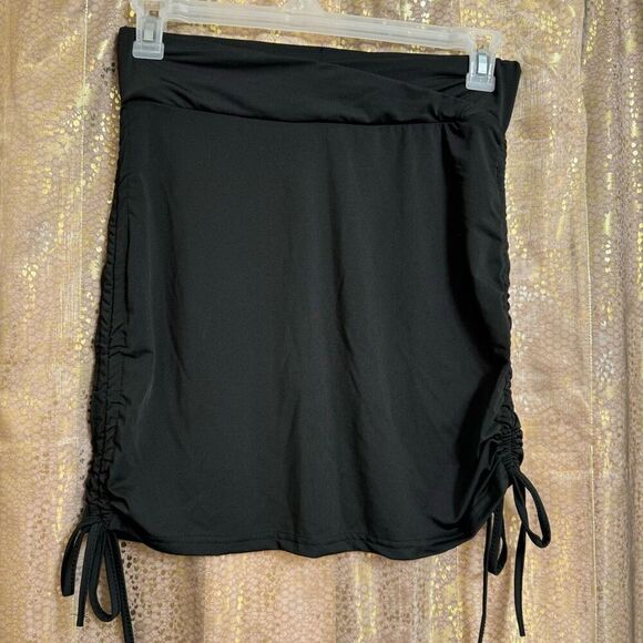 SHEIN Black Stretchy Adjustable Ruched Mini Skirt Large NWT - Picture 1 of 6